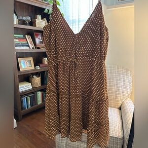 Forever 21 Brown Polka Dot Tiered Flowy Dress Size M